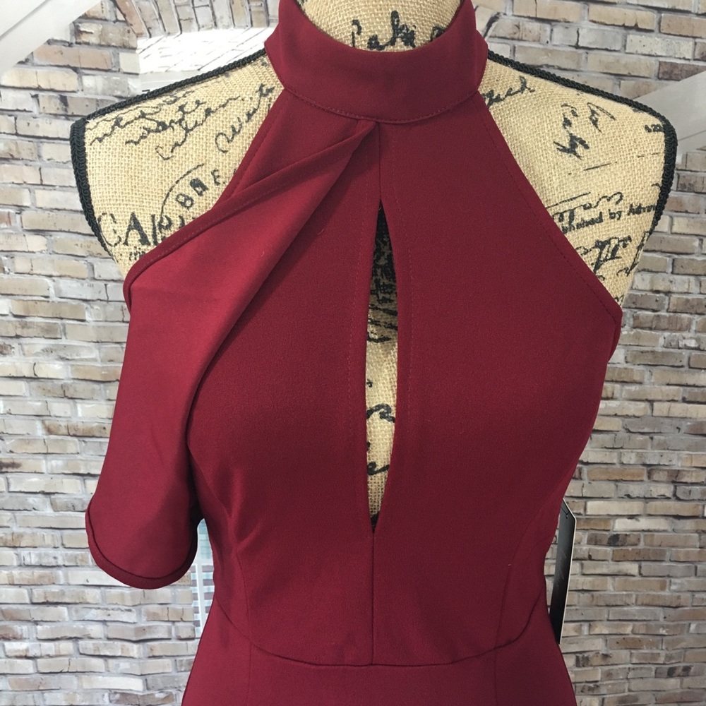 Lulus Rayleigh Burgundy Halter Mini Dress in S and M NWT - Picture 8 of 16